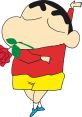 Chinchan playfully poses with a rose, showcasing his signature mischievous charm and colorful outfit in a fun, animated style.