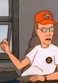 Dale Gribble in a red cap and sunglasses, passionately expressing his conspiracy theories in front of a window.