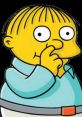 Ralph Wiggum with a playful expression, finger on mouth, showcasing his signature innocence and quirky charm from *The Simpsons*.