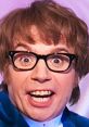 Austin Powers with exaggerated expressions and mischievous grin, showcasing his iconic, humorous character in spy comedy.