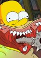 Homer Simpson with a cartoon monster mouth, showcasing exaggerated features and playful horror in a whimsical setting.