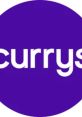 Currys logo displayed prominently on a vibrant purple background, representing the brand's identity in advertising.