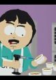 Randy Marsh using a torch to caramelize desserts in a kitchen scene, showcasing his culinary skills.