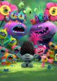 Colorful Trolls celebrate in a vibrant, whimsical garden, showcasing fun characters, music, and joyful expressions.