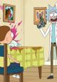 Rick confronts Morty in a chaotic scene with splattered colors, showcasing their wild adventures in "Rick and Morty.