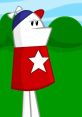 Homestar Runner stands confidently in his signature red and white outfit against a vibrant green background.