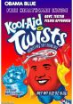 Kool-Aid Twists advertisement featuring a playful design with political themes and vibrant colors. Refreshing drink mix.