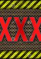 Red "XXX" lettering on a textured metallic background, set against yellow hazard stripes, ideal for erotic audio themes.