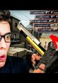 Surprised gamer reacts while holding a gun in Counter-Strike, showcasing a noob's journey in gameplay. Flakes Power.