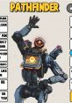 Pathfinder from Apex Legends, a cheerful robot character, is posing with a smile and showcasing vibrant personality traits.