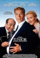 Comedy movie poster for 'Junior' featuring Arnold Schwarzenegger, Danny DeVito, and Emma Thompson with tagline.