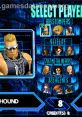 Player selection screen featuring characters from a fighting game, showcasing unique designs and stats for battling gameplay.