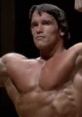 Arnold Schwarzenegger showcasing impressive muscular physique during a bodybuilding competition. Iconic bodybuilder and actor.