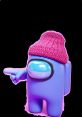 Blue character with a pink knit hat, playfully pointing. Perfect for Emang-themed content and gaming discussions.