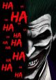 Joker's menacing grin with repeated "HA" text evokes a dark, thrilling atmosphere in comic art. Perfect for fans of graphic novels.