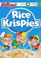 Kellogg's Rice Krispies box featuring animated mascots enjoying the cereal with vitamins and Iron benefits clearly highlighted.