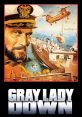 Movie poster for 'Gray Lady Down' showcasing a naval rescue scene with a captain and a helicopter above a sinking ship.