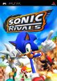 Sonic Rivals game cover featuring Sonic, Knuckles, Shadow, and Silver in an action-packed race on PSP.