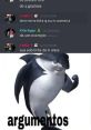 Funny Discord meme featuring a shark flexing with the text "argumentos," highlighting humorous online banter.