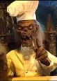 Crypt Keeper in chef's attire, showcasing a playful prank call theme with a spooky twist. Perfect for Halloween fun!