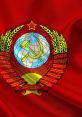 Soviet Union emblem featuring hammer, sickle, and globe on a red background, symbolizing communism and unity.