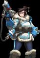 Mei stands confidently with her ice blaster, showcasing her iconic winter outfit and playful spirit in Overwatch.