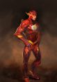 Dynamic character design inspired by superheroes, showcasing vibrant red armor and energetic pose, perfect for Mortal Kombat 1.