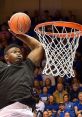 Zion Williamson makes a powerful dunk, showcasing basketball skills reminiscent of NBA Jam excitement and style.