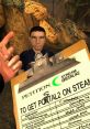 Character holding a petition to get "Portal 2" on Steam, showcasing a humorous element from "Postal 2" by Running With Scissors.