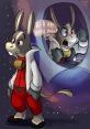 Peppy Hare exclaims "Do a barrel roll!" in a humorous space-themed illustration, showcasing his iconic red flight suit.