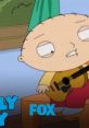 Stewie Griffin strumming a guitar, showcasing his mischievous side in a classic prank call scene.