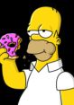 Homer Simpson enjoying a pink frosted donut, showcasing his love for food and humor in a fun cartoon style.