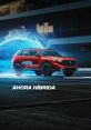 Red hybrid SUV featured in urban setting, showcasing its modern design and eco-friendly technology with "AHORA HÍBRIDA" text.