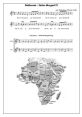 Sheet music for "Sali Bonani" with xylophone accompaniment and a map of Africa highlighting Zimbabwe's location.