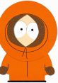 Kenny from South Park in iconic orange parka, featuring large eyes and a playful expression. Classic character design.