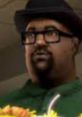 Big Smoke character from GTA, known for iconic quotes and love for food, wearing glasses and a stylish hat.