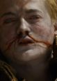 King Joffrey Baratheon from Game of Thrones, displaying a haunting expression and dramatic blood effects.