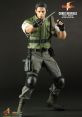 Chris Redfield collectible figure in tactical gear, wielding a knife, inspired by Biohazard. Perfect for fans and collectors.