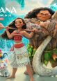 Moana stands confidently with Maui, surrounded by ocean waves and adorable characters, showcasing their adventurous spirit.