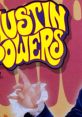 Vibrant 'Austin Powers' logo with playful hand gesture, capturing the essence of the iconic spy comedy series.