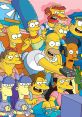 A lively scene featuring iconic characters from The Simpsons, including Bart, Homer, Maggie, and others enjoying family time.