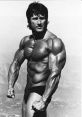 Bodybuilder showcasing muscular physique, emphasizing strength and definition. Iconic fitness inspiration from the 1970s.