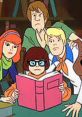 The Mystery Inc. gang, including Velma, Shaggy, and Daphne, examines a large book, solving a Scooby-Doo mystery.