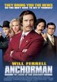 AnchorMan movie poster featuring Will Ferrell as Ron Burgundy and his comedic news team, highlighting the film's classic humor.