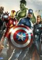 The Avengers team poses heroically, featuring Iron Man, Captain America, Hulk, Thor, and more, ready for action.