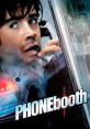 Colin Farrell trapped in a phone booth, with tense expressions and a shattered glass backdrop, from the movie "Phone Booth.