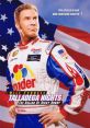 Will Ferrell in "Talladega Nights: The Ballad of Ricky Bobby," portraying a NASCAR legend in front of an American flag.