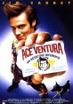 Jim Carrey as Ace Ventura holding a pet detective card, showcasing humor and adventure in "Ace Ventura: Pet Detective.