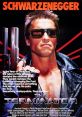 Arnold Schwarzenegger as The Terminator in a classic sci-fi movie poster, showcasing the film's iconic dystopian theme.