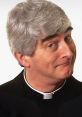 Father Ted character with distinctive gray hair and smart attire, showcasing his iconic humorous expression and charm.